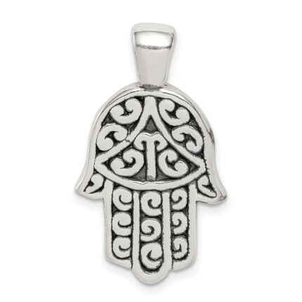 Sterling Silver Antiqued Hamsa Pendant