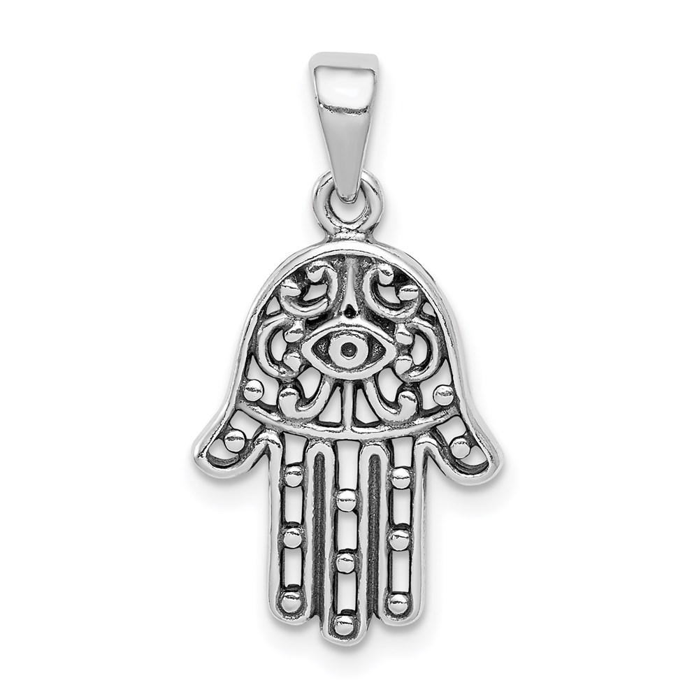 QC9442.jpg Sterling Silver Antiqued Hamsa Pendant - Image 1