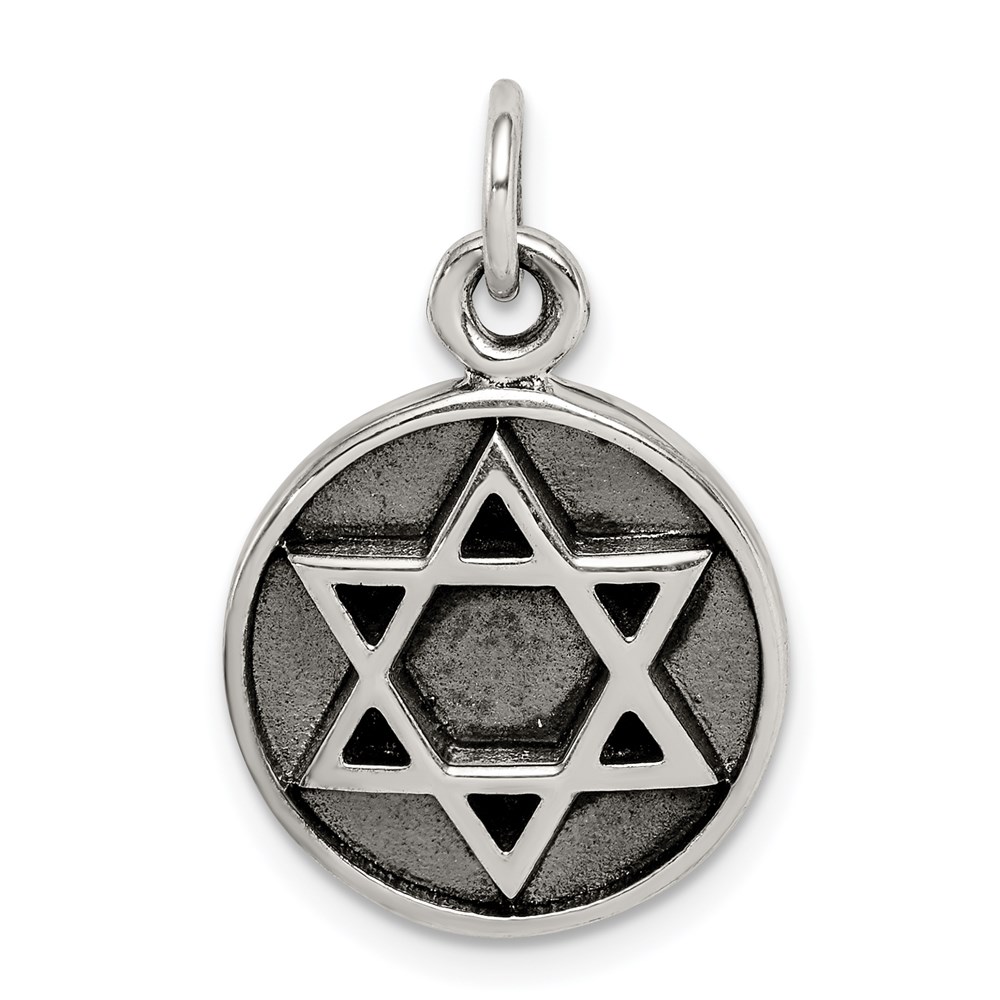 QC9444.jpg Sterling Silver Antiqued Star of David Pendant - Image 1