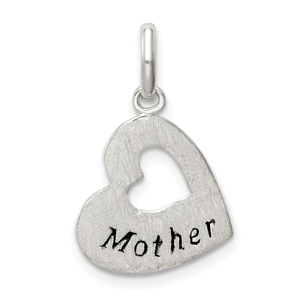 QC9464.jpg Sterling Silver Brushed & Antiqued Mother Heart Pendant - Image 1
