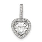 Sterling Silver CZ Heart Chain Slide