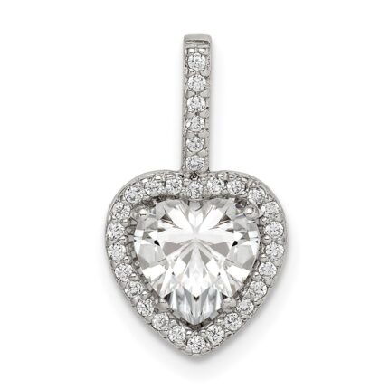 Sterling Silver CZ Heart Chain Slide