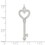 Sterling Silver CZ Heart Key Pendant - Image 4