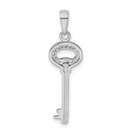 Sterling Silver Rhodium-Plated CZ Key Pendant - Image 3
