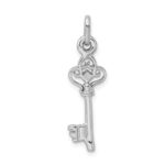 Sterling Silver Rhodium-plated Polished Key Pendant - Image 3