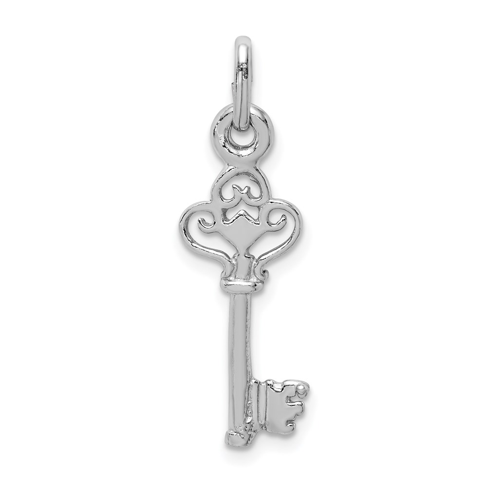 QC9487.jpg Sterling Silver Rhodium-plated Polished Key Pendant - Image 1