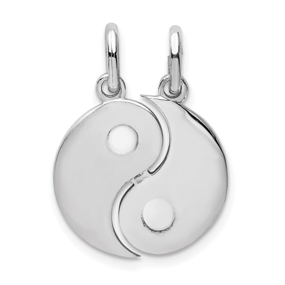 QC9502.jpg Sterling Silver Rhodium-plate Brush & Polished Yin Yang Break Apart Pendant - Image 1