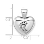 Sterling Silver Antiqued Heart Baby Foot Pendant - Image 4