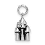 Sterling Silver Rhodium-plated Antiqued Castle Pendant - Image 2