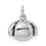 Sterling Silver Rhodium-plated Antiqued Dog Head Pendant - Image 3