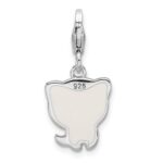 Sterling Silver Rhodium-plated Enameled Kitten w/Lobster Clasp Charm - Image 3