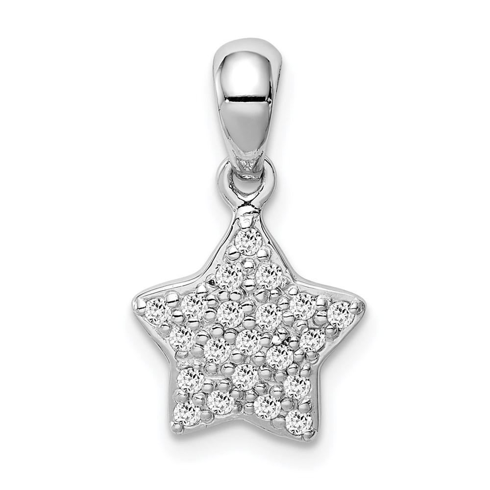 QC9528.jpg Sterling Silver Rhodium-plated CZ Star Pendant - Image 1