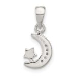 Sterling Silver CZ Star & Crescent Moon Pendant - Image 3
