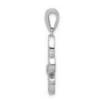 Sterling Silver Rhodium-plated Polished CZ Fleur De Lis Pendant - Image 2