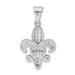 Sterling Silver Rhodium-plated Polished CZ Fleur De Lis Pendant - Image 3