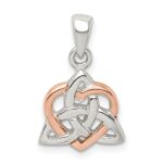 Sterling Silver Trinty Knot and Rose Tone Heart Pendant