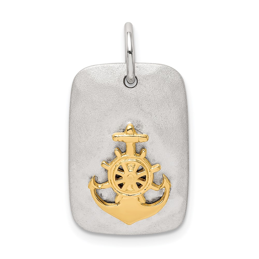 QC9571.jpg Sterling Silver Gold-Tone Anchor Brushed Pendant - Image 1