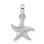 Sterling Silver Rhodium-plated Polished Textured Starfish Pendant