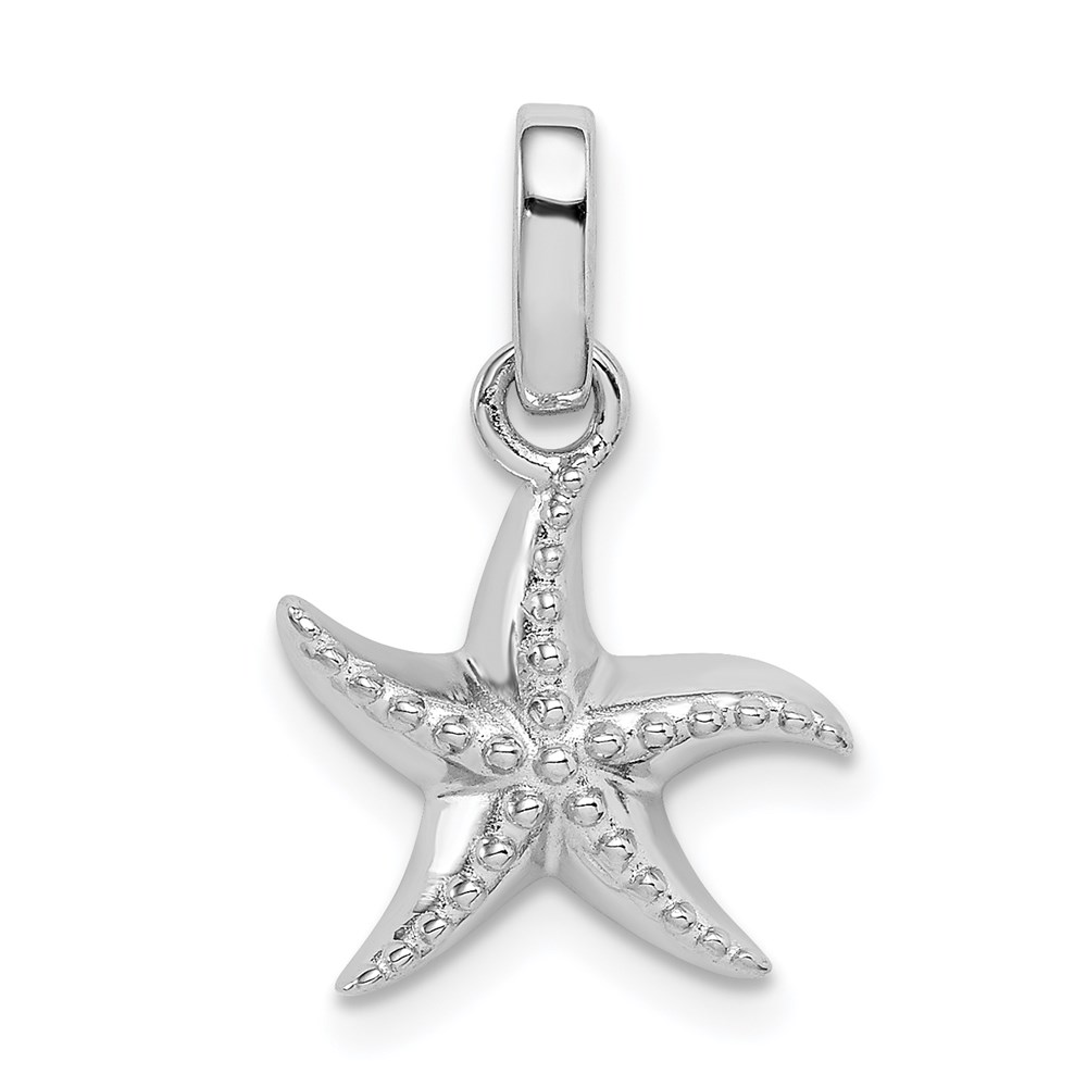 QC9578.jpg Sterling Silver Rhodium-plated Polished Textured Starfish Pendant - Image 1