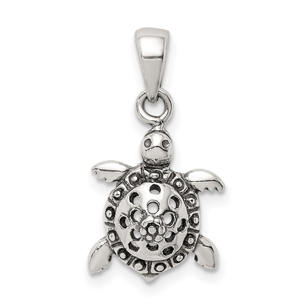 QC9593.jpg Sterling Silver Antiqued Turtle Pendant - Image 1