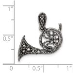 Sterling Silver Antiqued Marcasite French Horn Pendant - Image 4