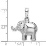 Sterling Silver Rhodium-plated Polished Elephant Pendant - Image 4
