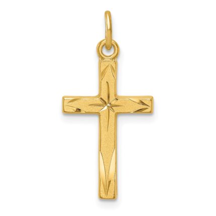 Sterling Silver Gold Tone Diamond-Cut Cross Pendant