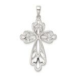 Sterling Silver Diamond & Diamond-cut Cross Pendant - Image 3