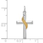 Sterling Silver Platinum-plated & Gold Tone Cross Pendant - Image 4