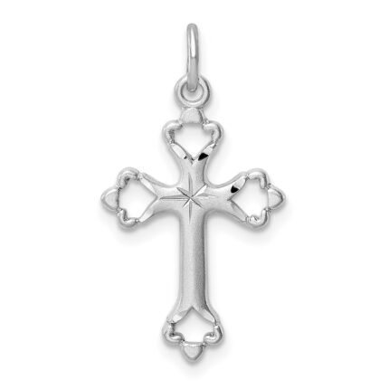 Sterling Silver Platinum-plated Diamond-Cut Cross Pendant