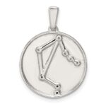 Sterling Silver Rhodium-plated & CZ Libra Zodiac Pendant - Image 3