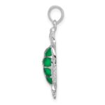 De-Ani Sterling Silver Rhodium-Plated Polished Enameled Green Sea Turtle Pendant - Image 2