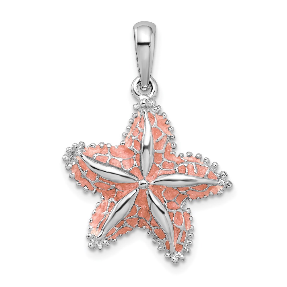 QC9785.jpg De-Ani Sterling Silver Rhodium-Plated Polished Enameled Starfish Pendant - Image 1