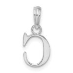 Sterling Silver Rhodium-plated Polished Block Initial -C- Pendant - Image 3