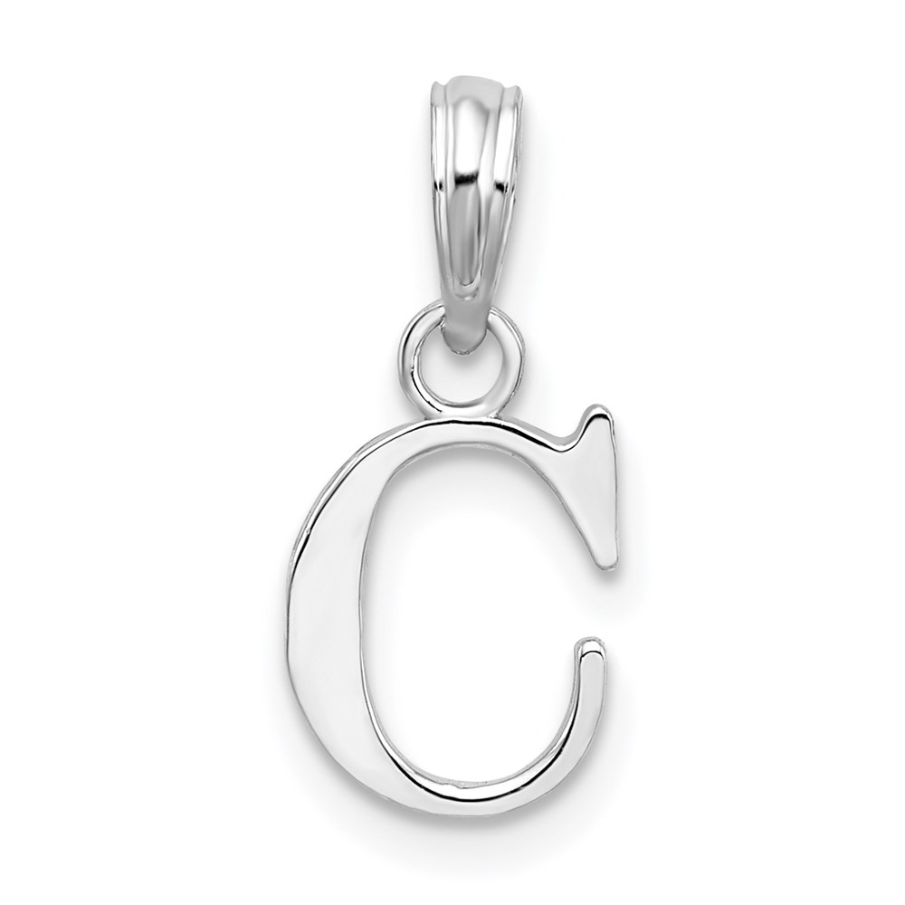 QC9792C.jpg Sterling Silver Rhodium-plated Polished Block Initial -C- Pendant - Image 1