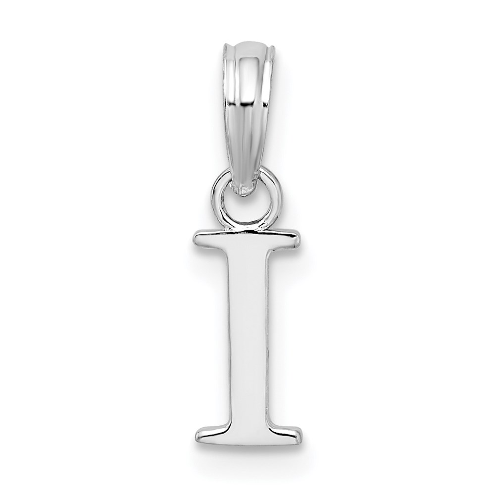 QC9792I.jpg Sterling Silver Rhodium-plated Polished Block Initial -I- Pendant - Image 1
