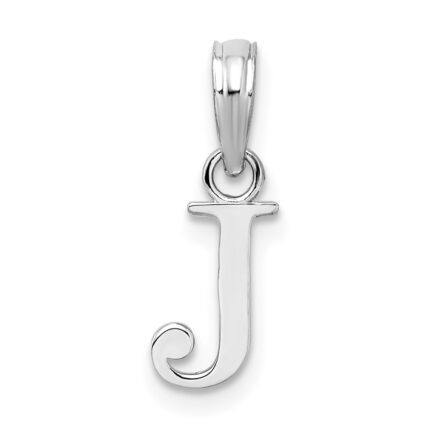 Sterling Silver Rhodium-plated Polished Block Initial -J- Pendant