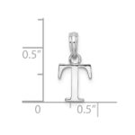 Sterling Silver Rhodium-plated Polished Block Initial -T- Pendant - Image 4