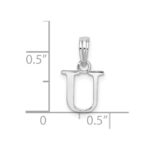 Sterling Silver Rhodium-plated Polished Block Initial -U- Pendant - Image 4