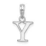 Sterling Silver Rhodium-plated Polished Block Initial -Y- Pendant