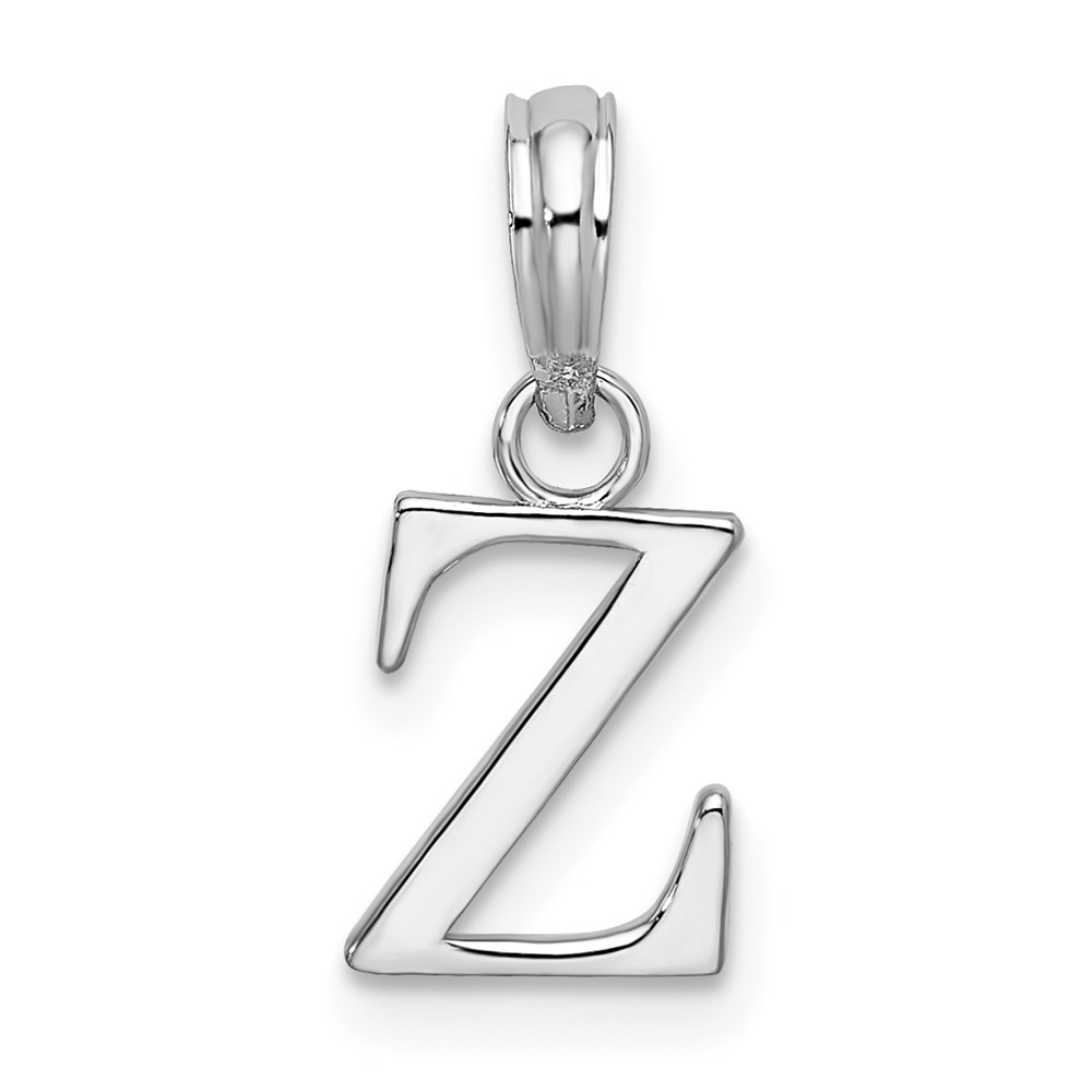 QC9792Z.jpg Sterling Silver Rhodium-plated Polished Block Initial -Z- Pendant - Image 1