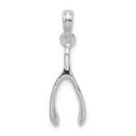De-Ani Sterling Silver Rhodium-Plated Polished 3D Wishbone Pendant