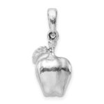 De-Ani Sterling Silver Rhodium-Plated Polished 3D Apple Pendant - Image 3