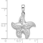 De-Ani Sterling Silver Rhodium-plated Polished Diamond-Cut Starfish Pendant - Image 4