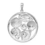 De-Ani Sterling Silver Rhodium-plated Polished Shells Large Round Pendant - Image 5