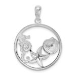 De-Ani Sterling Silver Rhodium-plated Polished Sea Life Round Pendant - Image 5