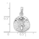 De-Ani Sterling Silver Rhodium-Plated Polished Sand Dollar Pendant - Image 4