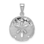 De-Ani Sterling Silver Rhodium-Plated Polished Beveled Sand Dollar Pendant
