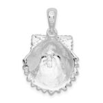 De-Ani Sterling Silver Rhodium-Plated Polished Beaded Scallop Shell Pendant - Image 5