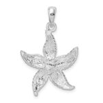 De-Ani Sterling Silver Rhodium-Plated Polished and Textured Starfish Pendant - Image 5